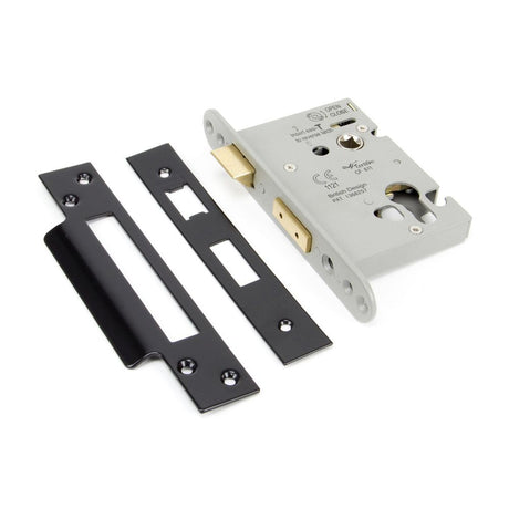 This is an image showing From The Anvil - Black 3" Euro Profile Sash Lock available from trade door handles, quick delivery and discounted prices