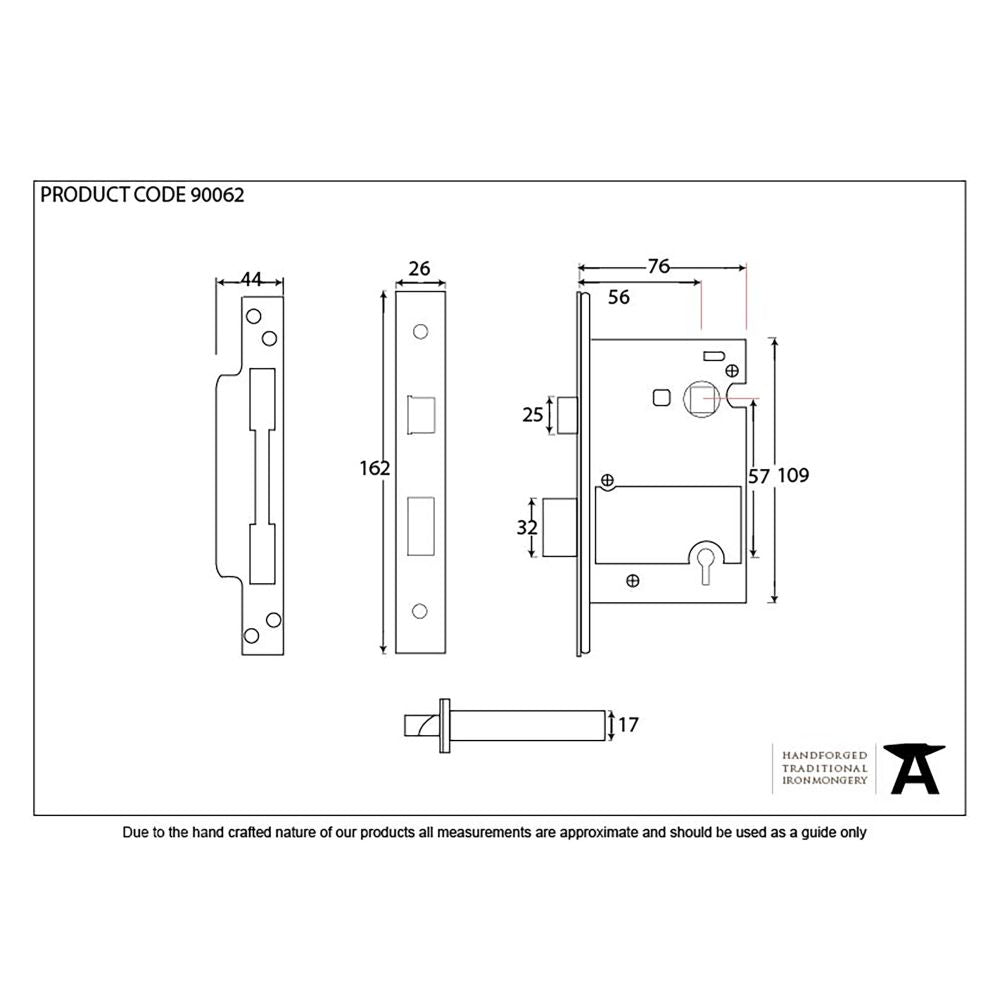 This is an image showing From The Anvil - Black 3" 5 Lever Heavy Duty Sash Lock KA available from trade door handles, quick delivery and discounted prices