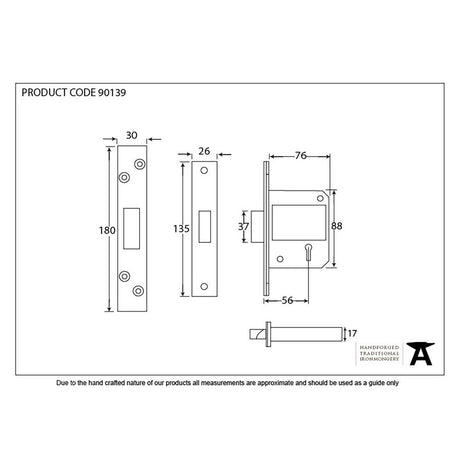 This is an image showing From The Anvil - SS 3" 5 Lever BS Deadlock available from trade door handles, quick delivery and discounted prices