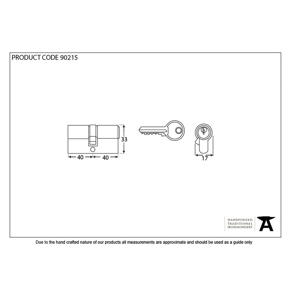 This is an image showing From The Anvil - Satin Chrome 40/40 Euro Cylinder available from trade door handles, quick delivery and discounted prices