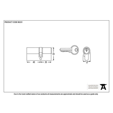 This is an image showing From The Anvil - Black 35/45 6pin Euro Cylinder KA available from trade door handles, quick delivery and discounted prices