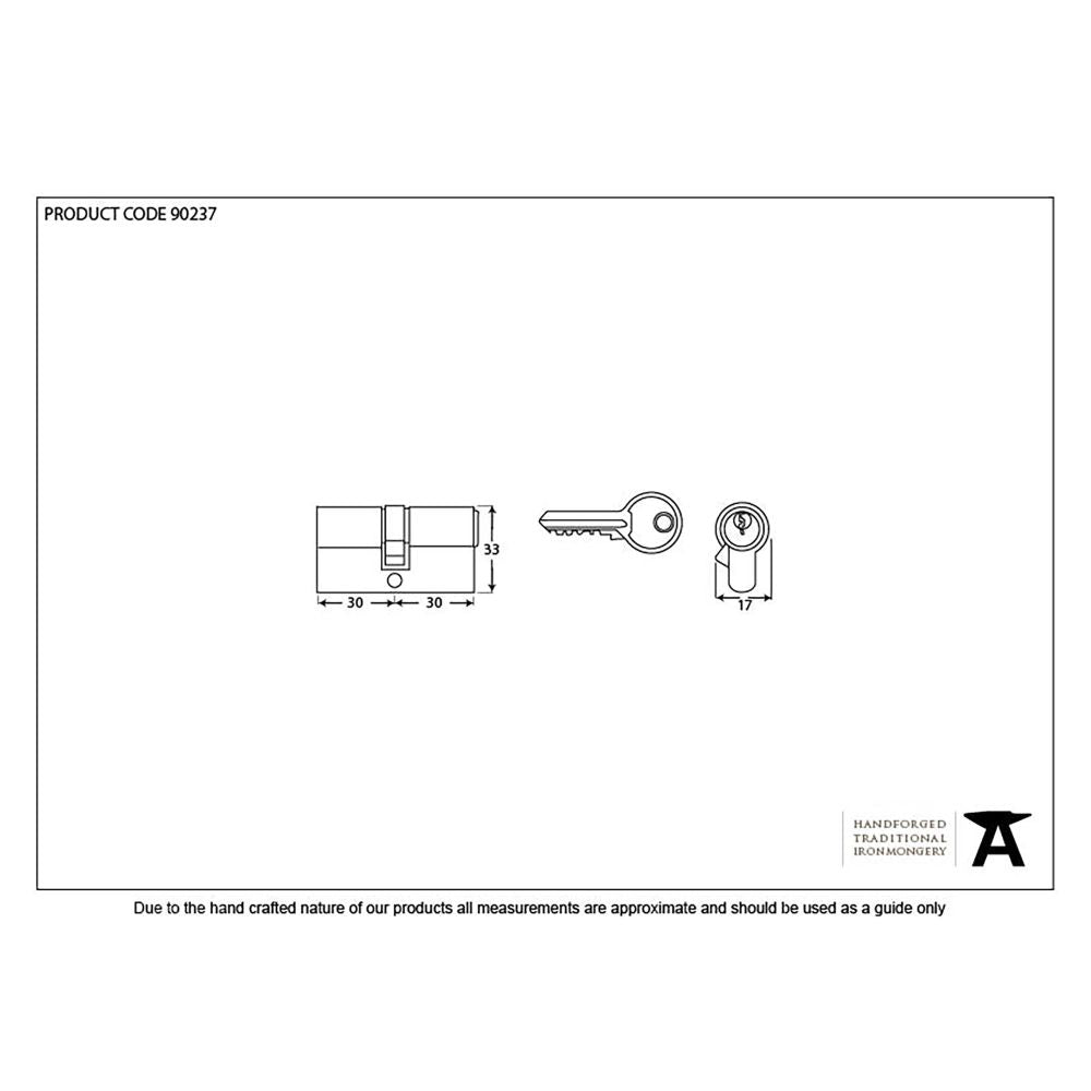 This is an image showing From The Anvil - Black 30/30 6pin Euro Cylinder KA available from trade door handles, quick delivery and discounted prices