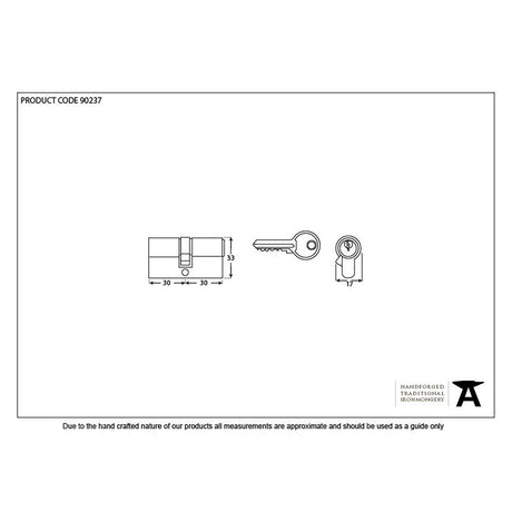 This is an image showing From The Anvil - Black 30/30 6pin Euro Cylinder KA available from trade door handles, quick delivery and discounted prices