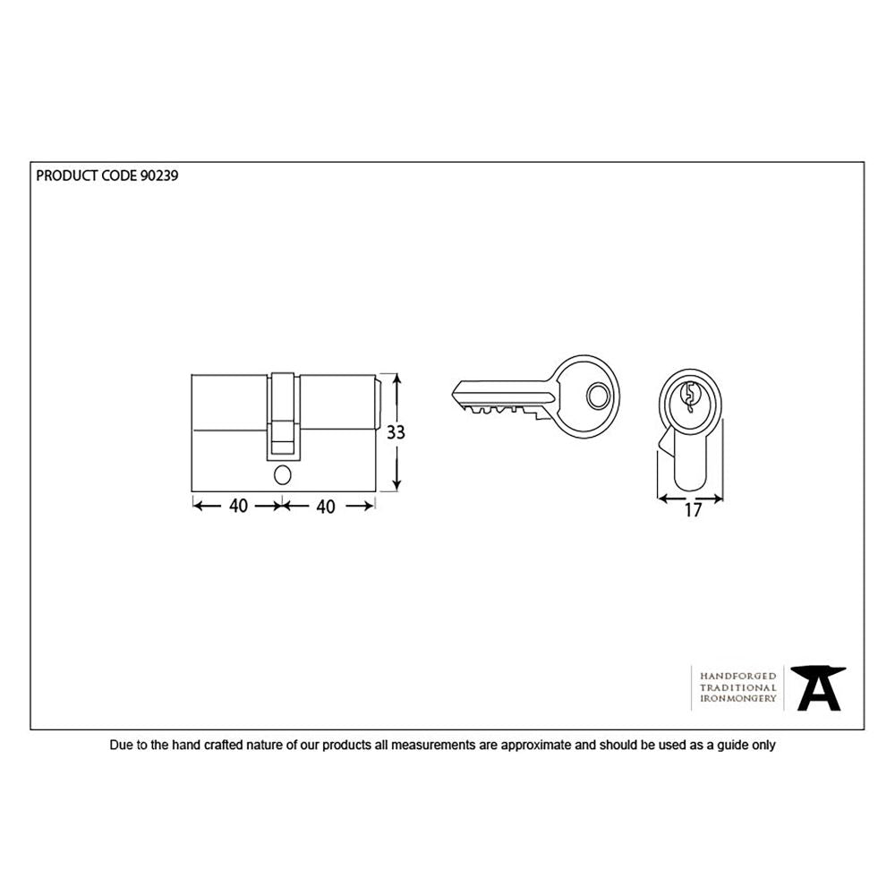 This is an image showing From The Anvil - Black 40/40 6pin Euro Cylinder KA available from trade door handles, quick delivery and discounted prices