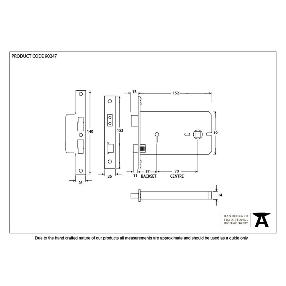 This is an image showing From The Anvil - Black 6" Horizontal 5 Lever Sash Lock available from trade door handles, quick delivery and discounted prices