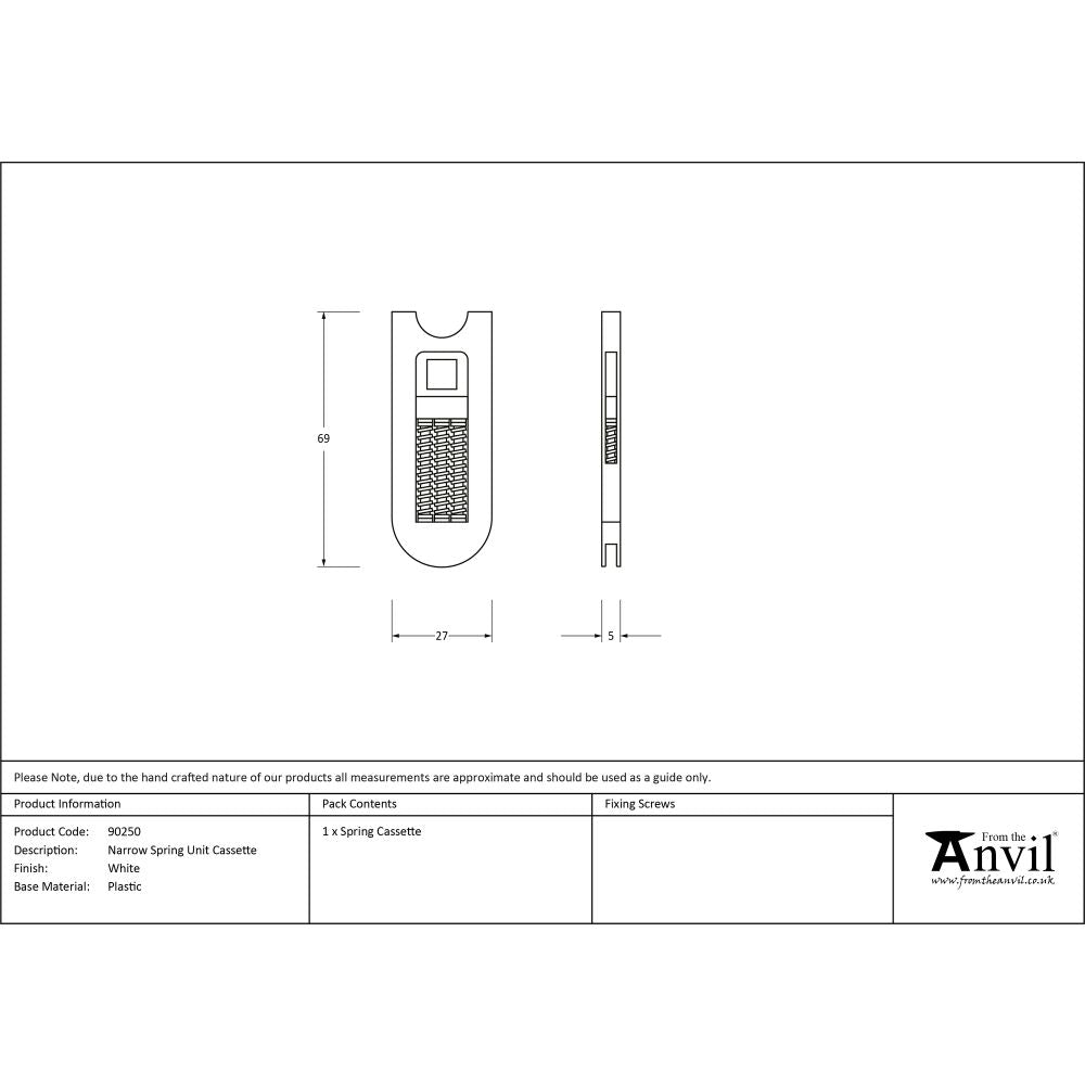 High quality image of From The Anvil - Narrow Spring Unit Cassette | Sku. 90250 | Trade Door Handles, Kendal.
