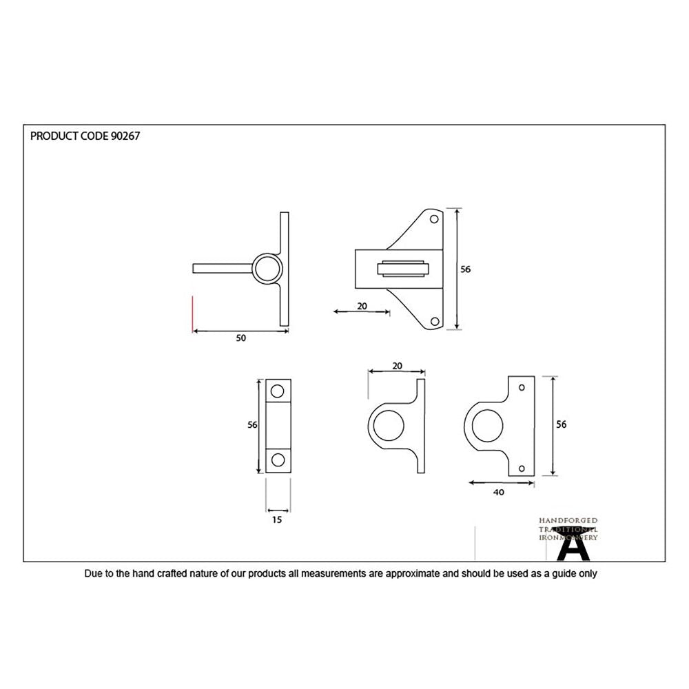 This is an image showing From The Anvil - Lacquered Brass Fanlight Catch + Two Keeps available from trade door handles, quick delivery and discounted prices