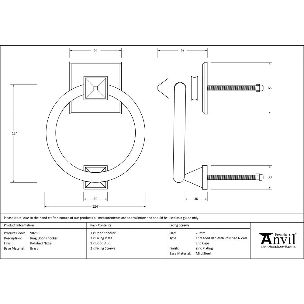 This is an image showing From The Anvil - Polished Nickel Ring Door Knocker available from trade door handles, quick delivery and discounted prices