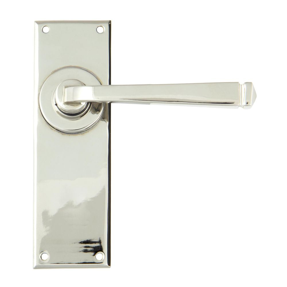 This is an image showing From The Anvil - Polished Nickel Avon Lever Latch Set available from trade door handles, quick delivery and discounted prices