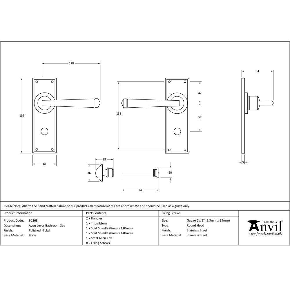 This is an image showing From The Anvil - Polished Nickel Avon Lever Bathroom Set available from trade door handles, quick delivery and discounted prices