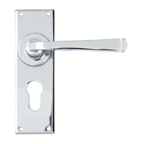 This is an image showing From The Anvil - Polished Chrome Avon Lever Euro Lock Set available from trade door handles, quick delivery and discounted prices