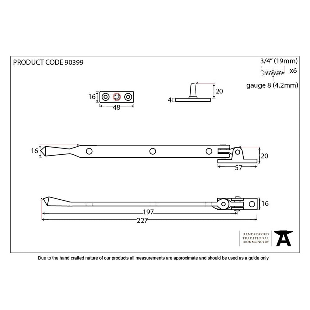 This is an image showing From The Anvil - Black 8" Avon Stay available from trade door handles, quick delivery and discounted prices