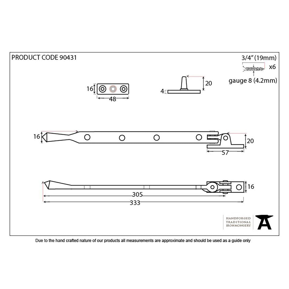 This is an image showing From The Anvil - Aged Brass 12" Avon Stay available from trade door handles, quick delivery and discounted prices