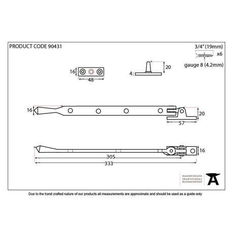 This is an image showing From The Anvil - Aged Brass 12" Avon Stay available from trade door handles, quick delivery and discounted prices