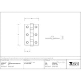 This is an image showing From The Anvil - SSS 3" Ball Bearing Butt Hinge (pair) available from trade door handles, quick delivery and discounted prices