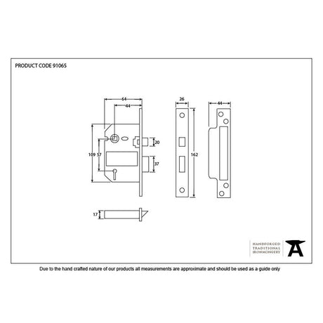 This is an image showing From The Anvil - Black 2?" 5 Lever BS Sash Lock KA available from trade door handles, quick delivery and discounted prices