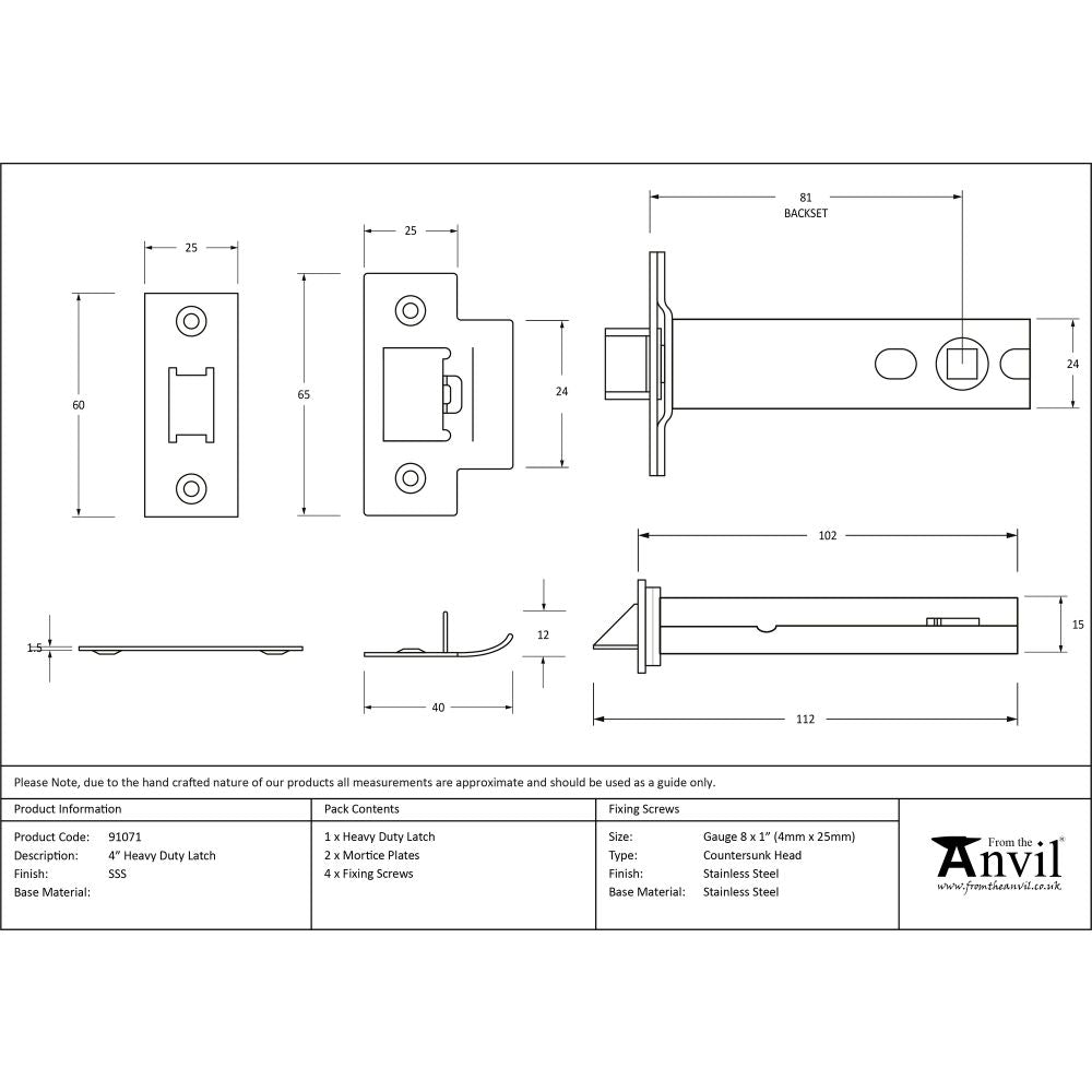 High quality image of From The Anvil - SSS 4" Heavy Duty Latch | Sku. 91071 | Trade Door Handles, Kendal.