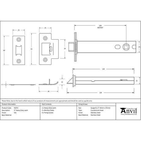 High quality image of From The Anvil - SSS 5" Heavy Duty Latch | Sku. 91072 | Trade Door Handles, Kendal.