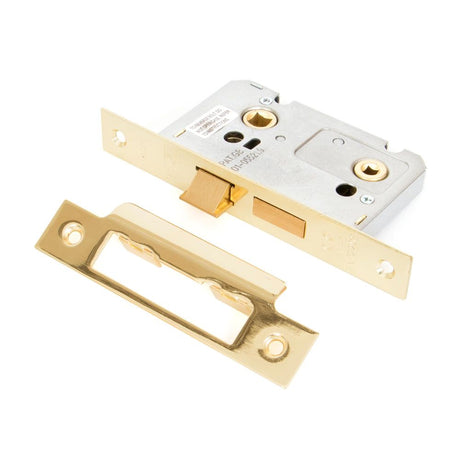 This is an image showing From The Anvil - Electro Brassed 2.5" Bathroom Mortice Lock available from trade door handles, quick delivery and discounted prices