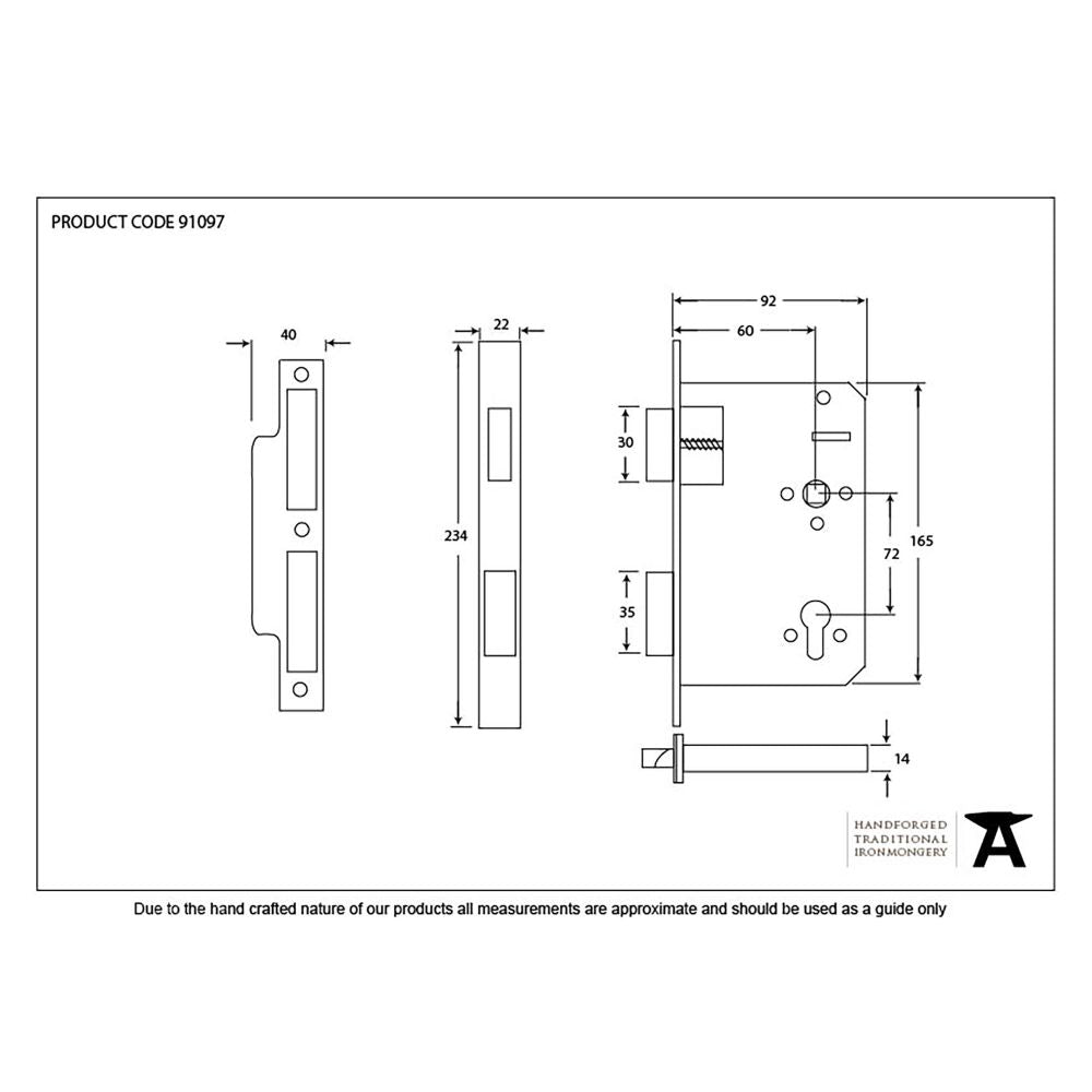 High quality image of From The Anvil - SS 60mm Backset 72mm Centre - Euro Sashlock | Sku. 91097 | Trade Door Handles, Kendal.