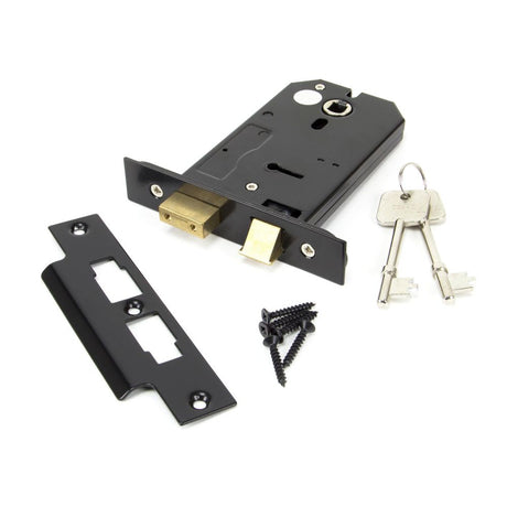 This is an image showing From The Anvil - Black 5" Horizontal 3 Lever Sash Lock available from trade door handles, quick delivery and discounted prices