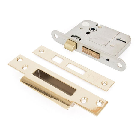 This is an image showing From The Anvil - PVD 3" 5 Lever BS Sash Lock available from trade door handles, quick delivery and discounted prices