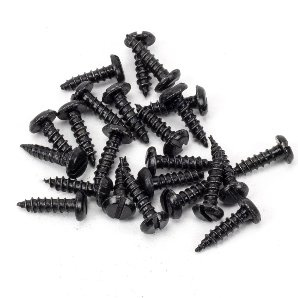 This is an image showing From The Anvil - Black 6x?" Round Head Screws (25) available from trade door handles, quick delivery and discounted prices