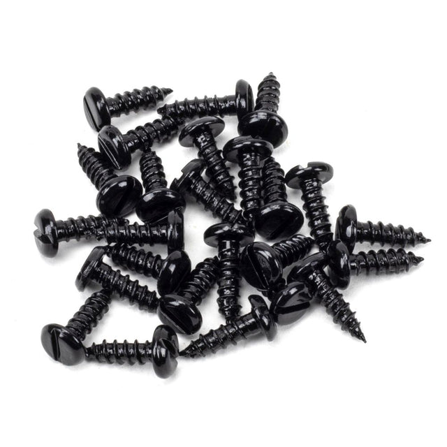 This is an image showing From The Anvil - Black 8x?" Round Head Screws (25) available from trade door handles, quick delivery and discounted prices