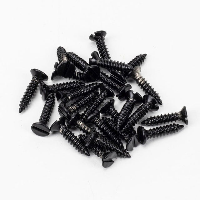 This is an image showing From The Anvil - Black 8x?" Countersunk Raised Head Screws (25) available from trade door handles, quick delivery and discounted prices