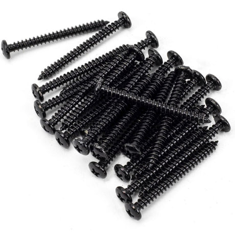 This is an image showing From The Anvil - Black 10x2" Round Head Screws (25) available from trade door handles, quick delivery and discounted prices