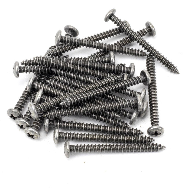This is an image showing From The Anvil - Pewter 10x2" Round Head Screws (25) available from trade door handles, quick delivery and discounted prices