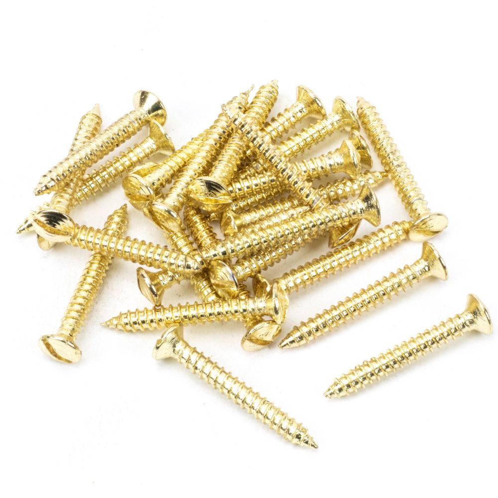 This is an image showing From The Anvil - Polished Brass SS 8x1?" Countersunk Raised Head Screws (25) available from trade door handles, quick delivery and discounted prices