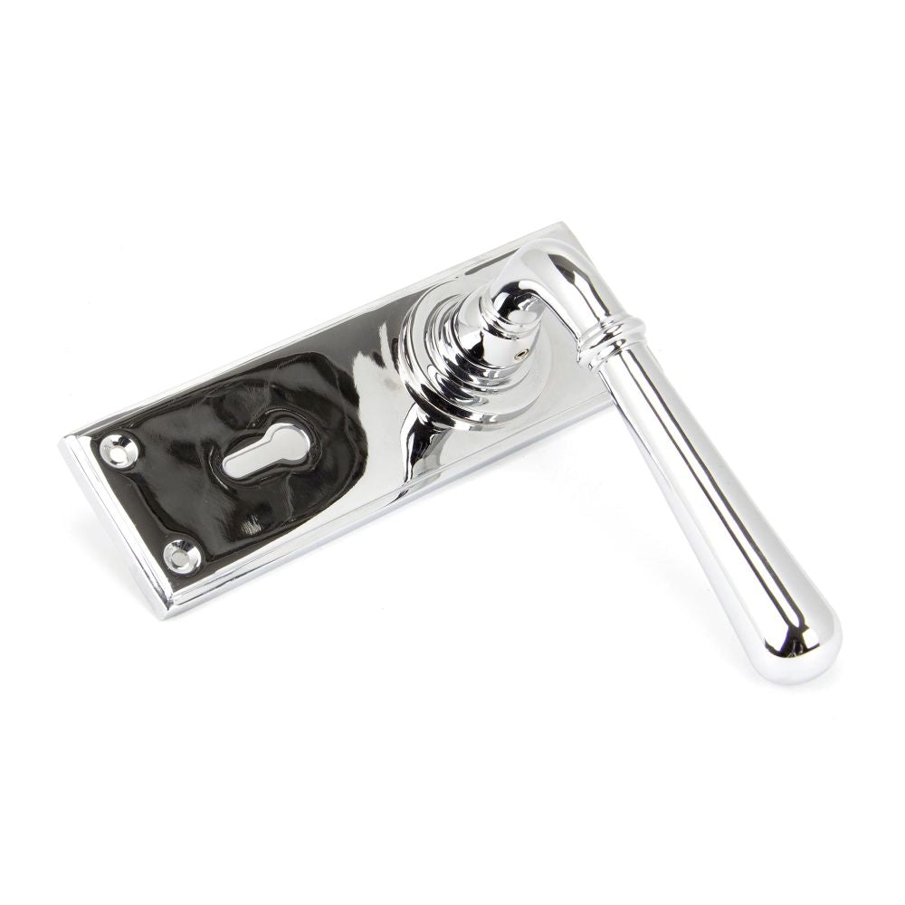 This is an image showing From The Anvil - Polished Chrome Newbury Lever Lock Set available from trade door handles, quick delivery and discounted prices