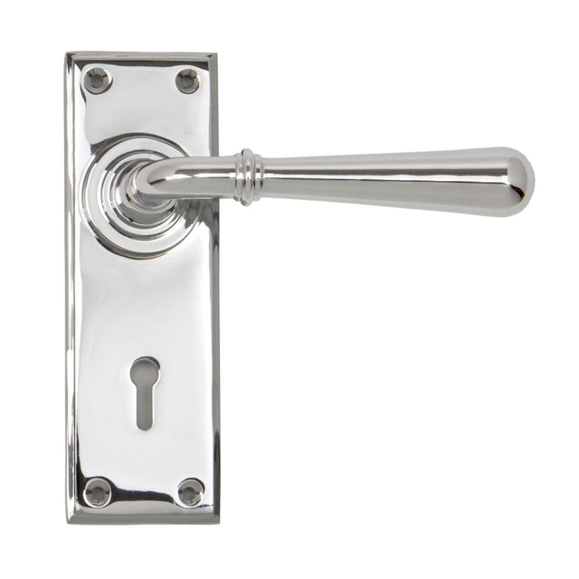 This is an image showing From The Anvil - Polished Chrome Newbury Lever Lock Set available from trade door handles, quick delivery and discounted prices