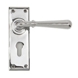 This is an image showing From The Anvil - Polished Chrome Newbury Lever Euro Lock Set available from trade door handles, quick delivery and discounted prices