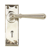 This is an image showing From The Anvil - Polished Nickel Newbury Lever Lock Set available from trade door handles, quick delivery and discounted prices