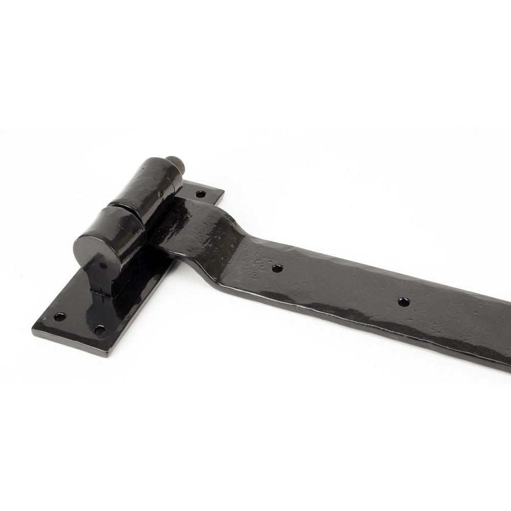 This is an image showing From The Anvil - Black 24" Hook & Band Hinge - Cranked (pair) available from trade door handles, quick delivery and discounted prices