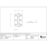 This is an image showing From The Anvil - External Beeswax 3" Ball Bearing Butt Hinge (pair) available from trade door handles, quick delivery and discounted prices