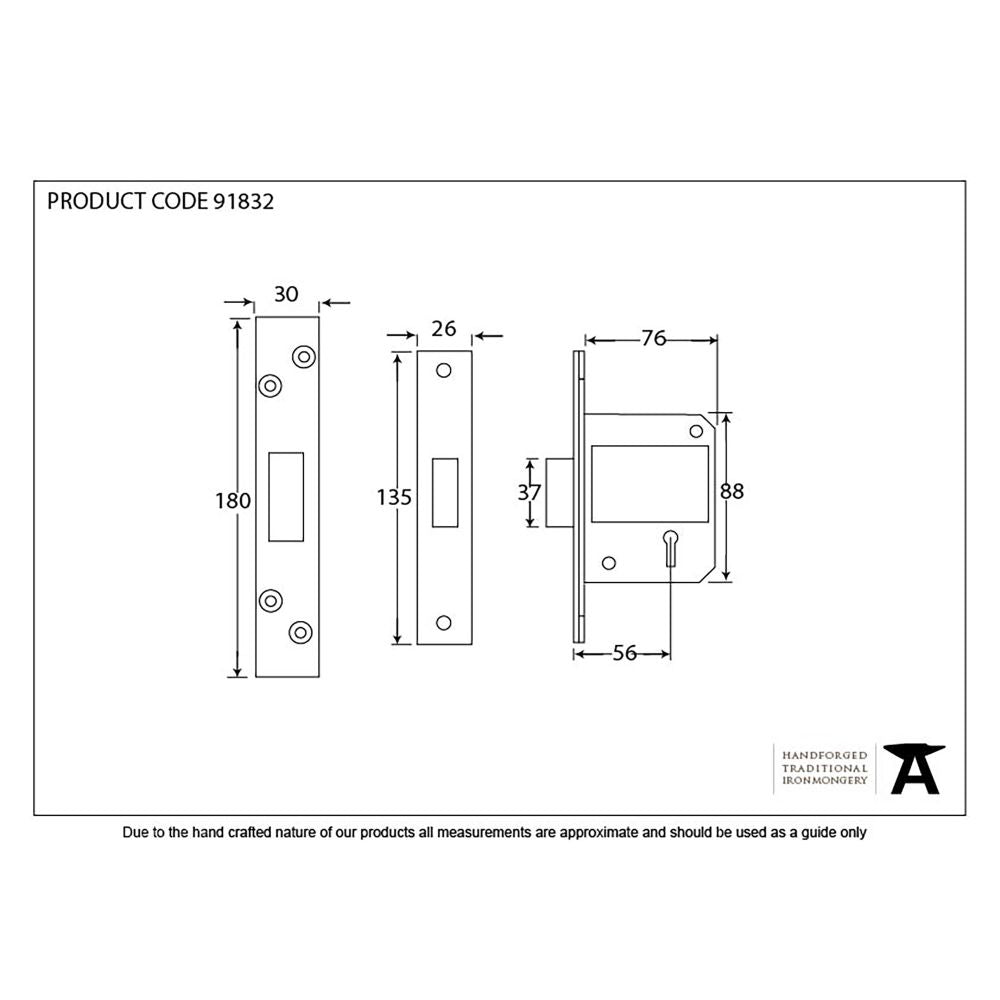 This is an image showing From The Anvil - PVD 3" 5 Lever BS Deadlock available from trade door handles, quick delivery and discounted prices