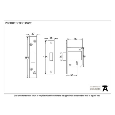 This is an image showing From The Anvil - PVD 3" 5 Lever BS Deadlock available from trade door handles, quick delivery and discounted prices