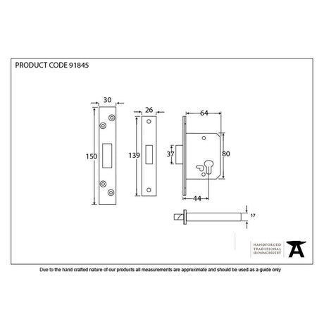 This is an image showing From The Anvil - Black 2.5" Euro Profile Dead Lock available from trade door handles, quick delivery and discounted prices