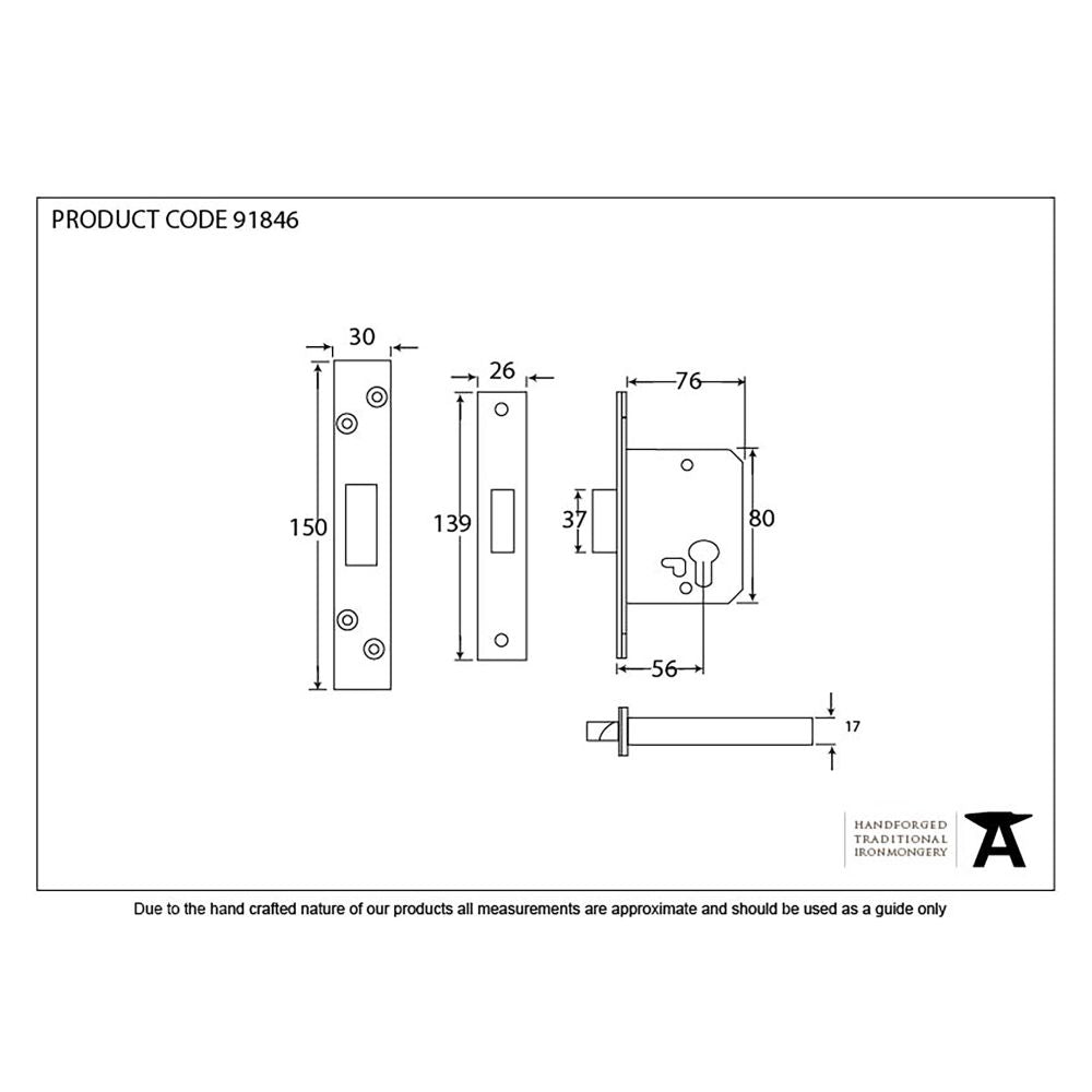 This is an image showing From The Anvil - Black 3" Euro Profile Dead Lock available from trade door handles, quick delivery and discounted prices