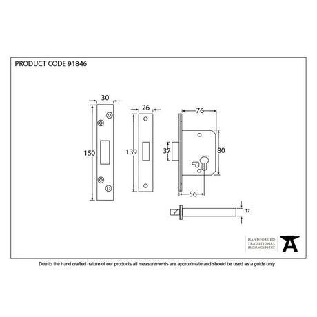 This is an image showing From The Anvil - Black 3" Euro Profile Dead Lock available from trade door handles, quick delivery and discounted prices