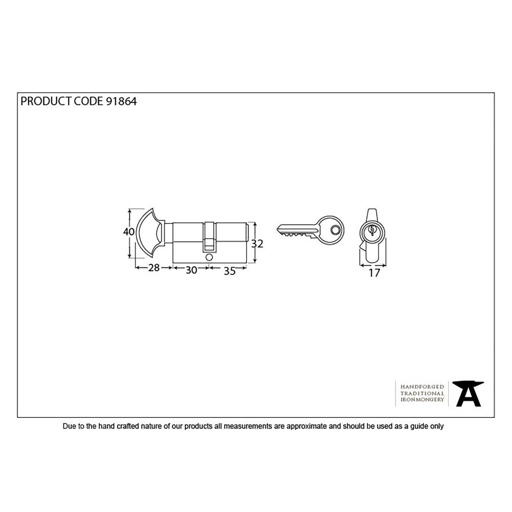 This is an image showing From The Anvil - Black 30T/35 6pin Euro Cylinder/Thumbturn available from trade door handles, quick delivery and discounted prices