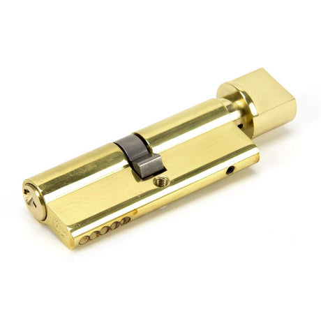This is an image showing From The Anvil - Lacquered Brass 40/40 Euro Cylinder/Thumbturn available from trade door handles, quick delivery and discounted prices