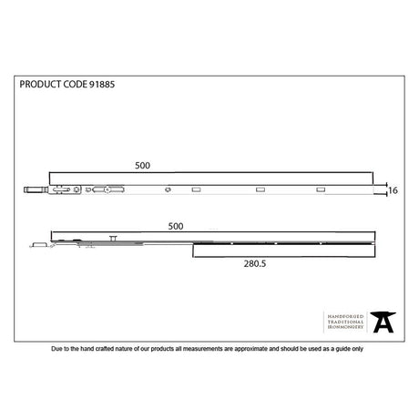 This is an image showing From The Anvil - BZP 500mm Extension Piece for Espag Door Locks available from trade door handles, quick delivery and discounted prices