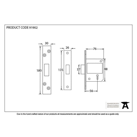 This is an image showing From The Anvil - SS 3" 5 Lever BS Deadlock KA available from trade door handles, quick delivery and discounted prices