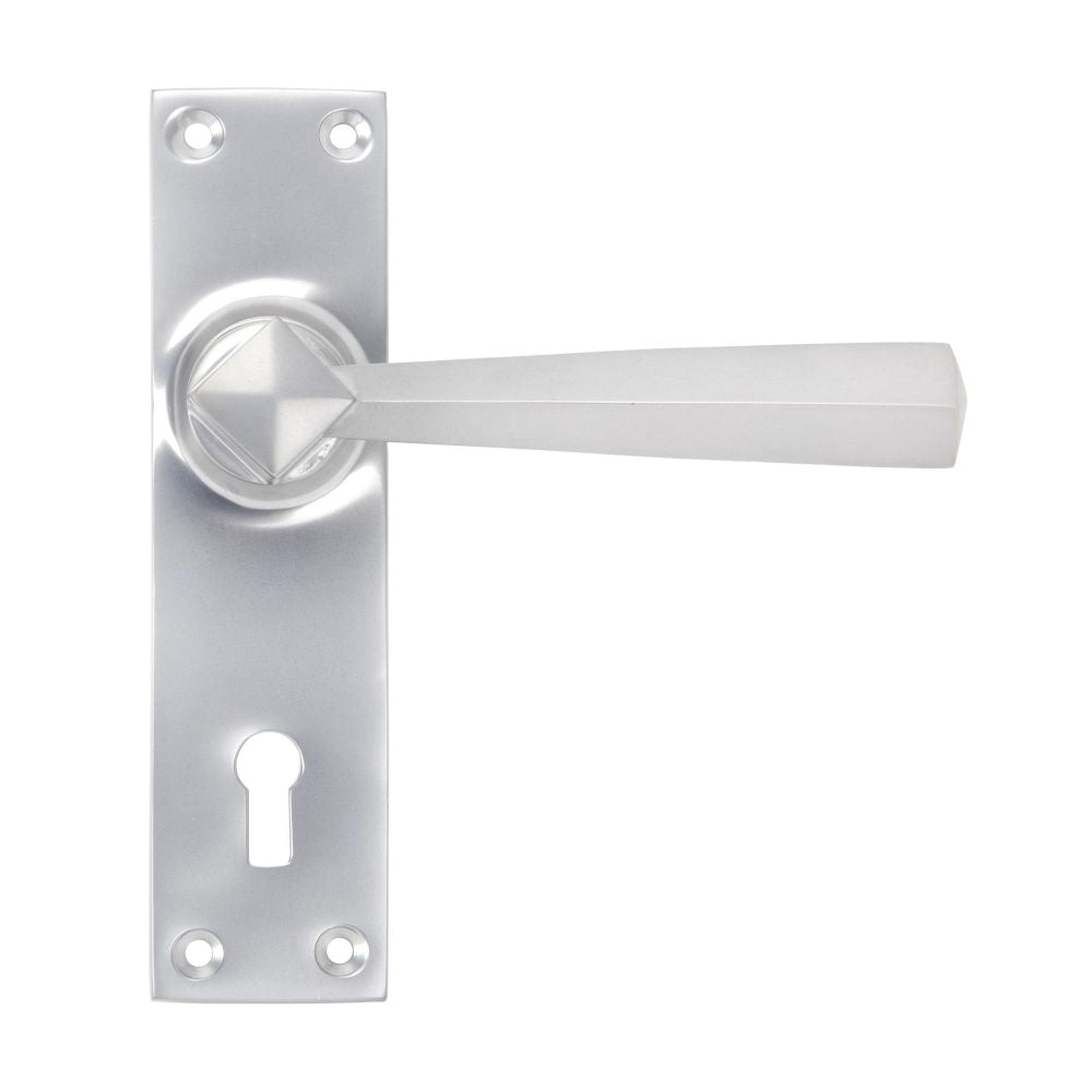 This is an image showing From The Anvil - Satin Chrome Straight Lever Lock Set available from trade door handles, quick delivery and discounted prices