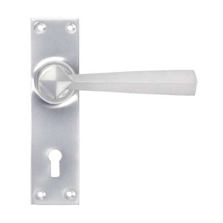 This is an image showing From The Anvil - Satin Chrome Straight Lever Lock Set available from trade door handles, quick delivery and discounted prices