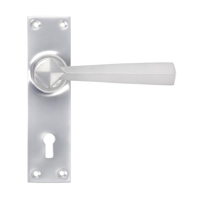 This is an image showing From The Anvil - Satin Chrome Straight Lever Lock Set available from trade door handles, quick delivery and discounted prices